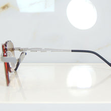Blade Glasses - Whitegold plated | Polished Diamond Cuts | Brown Ruby