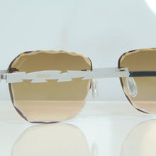 Blade Glasses - Whitegold plated | Polished Diamond Cuts | Brown Ruby