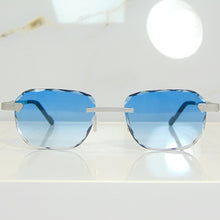 Blade Glasses - Whitegold plated | Polished Diamond Cuts | Heavenly Blue