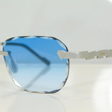 Blade Glasses - Whitegold plated | Polished Diamond Cuts | Heavenly Blue
