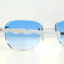 Blade Glasses - Whitegold plated | Polished Diamond Cuts | Heavenly Blue