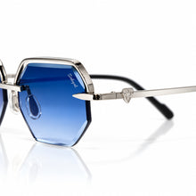Elite Glasses - Whitegold plated | Polished Diamond Cuts | Magical Blue
