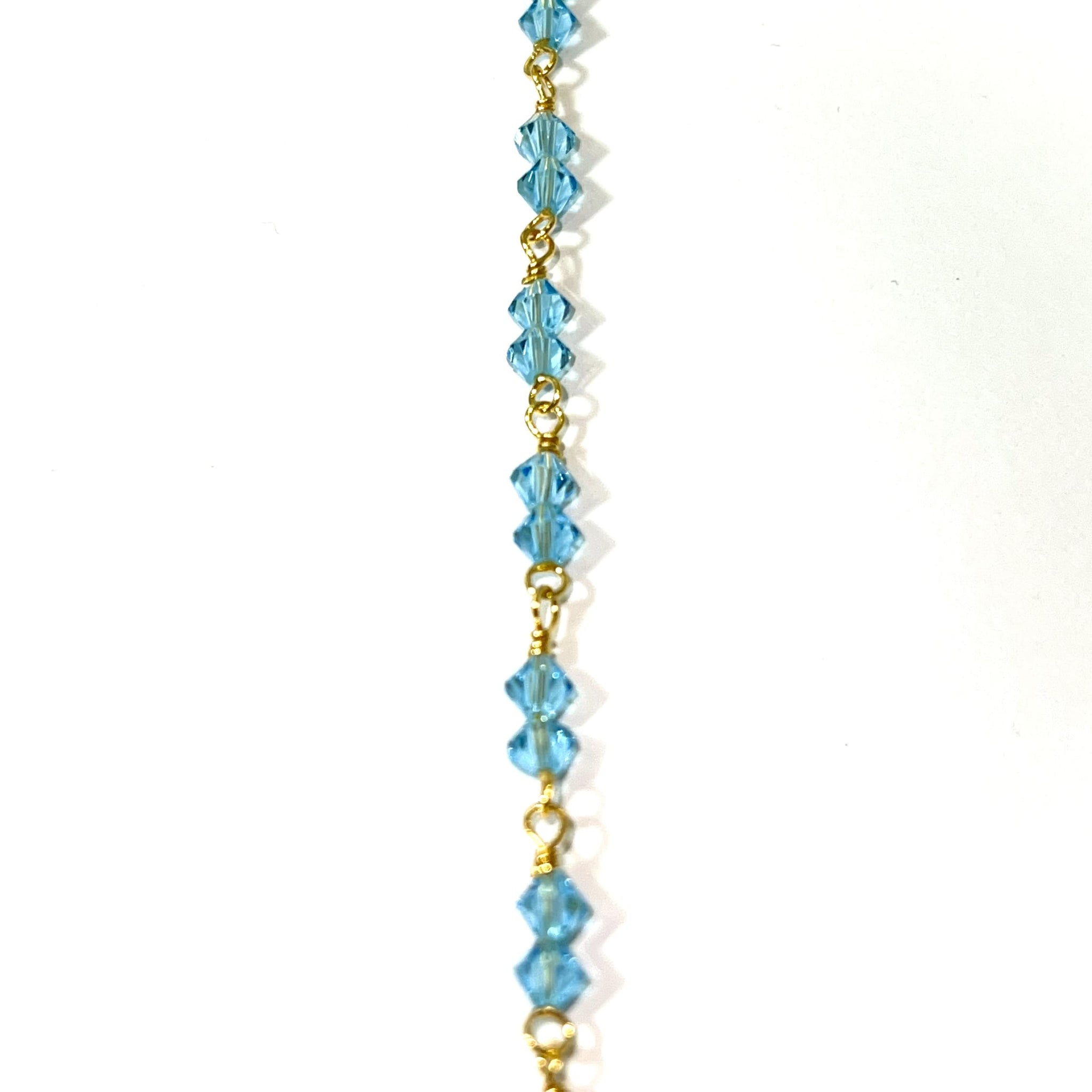 Baby Beaded Bracelet Blue - 14 Carat Gold - 15cm / 4mm - 306