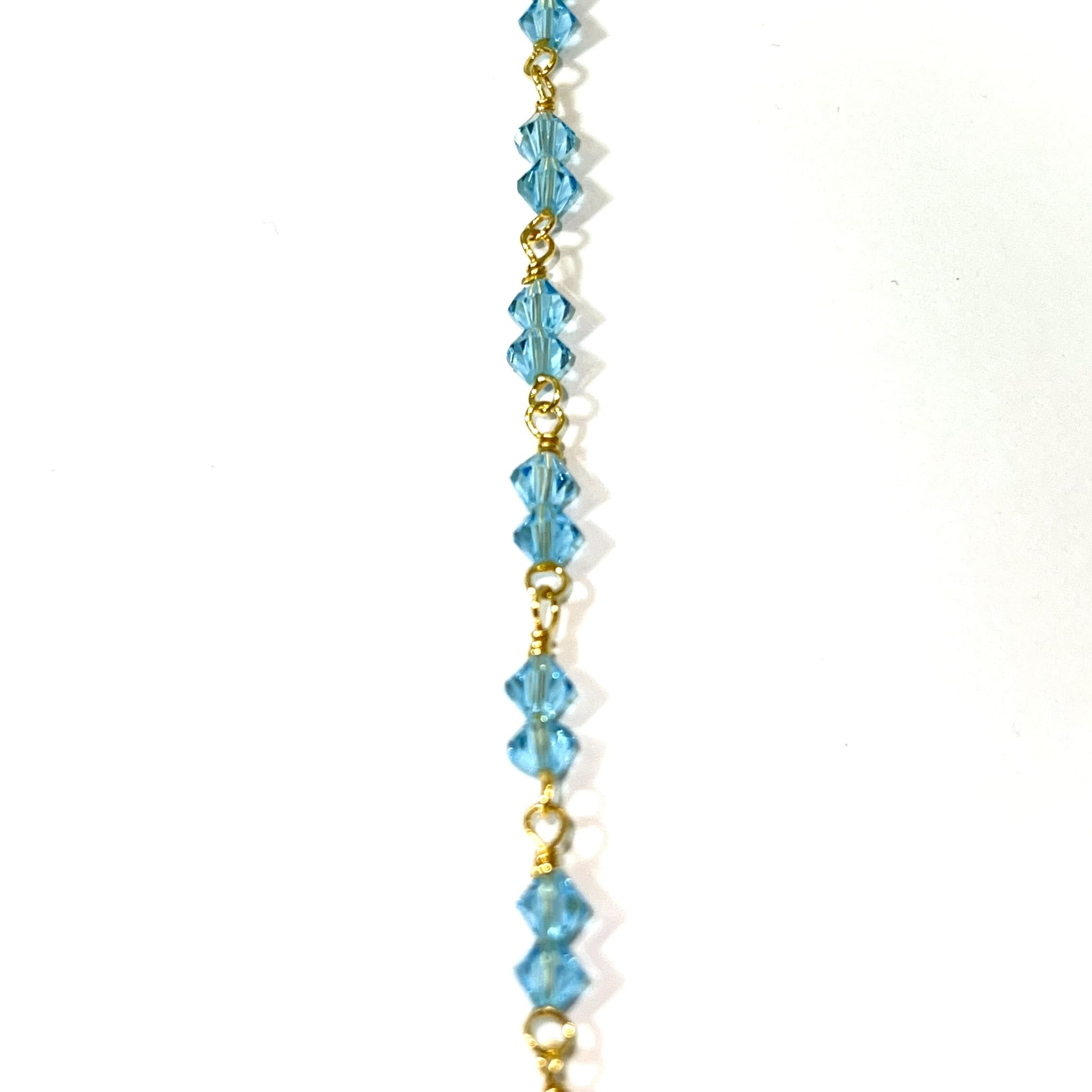 Beaded Bracelet Blue - 14 Carat Gold - 19cm / 4mm - 341