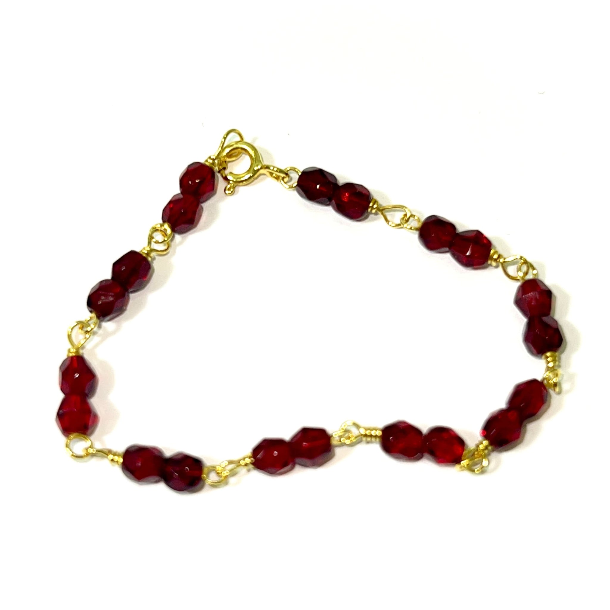 Baby Beaded Bracelet Red - 14 Carat Gold - 14cm / 4mm - 308