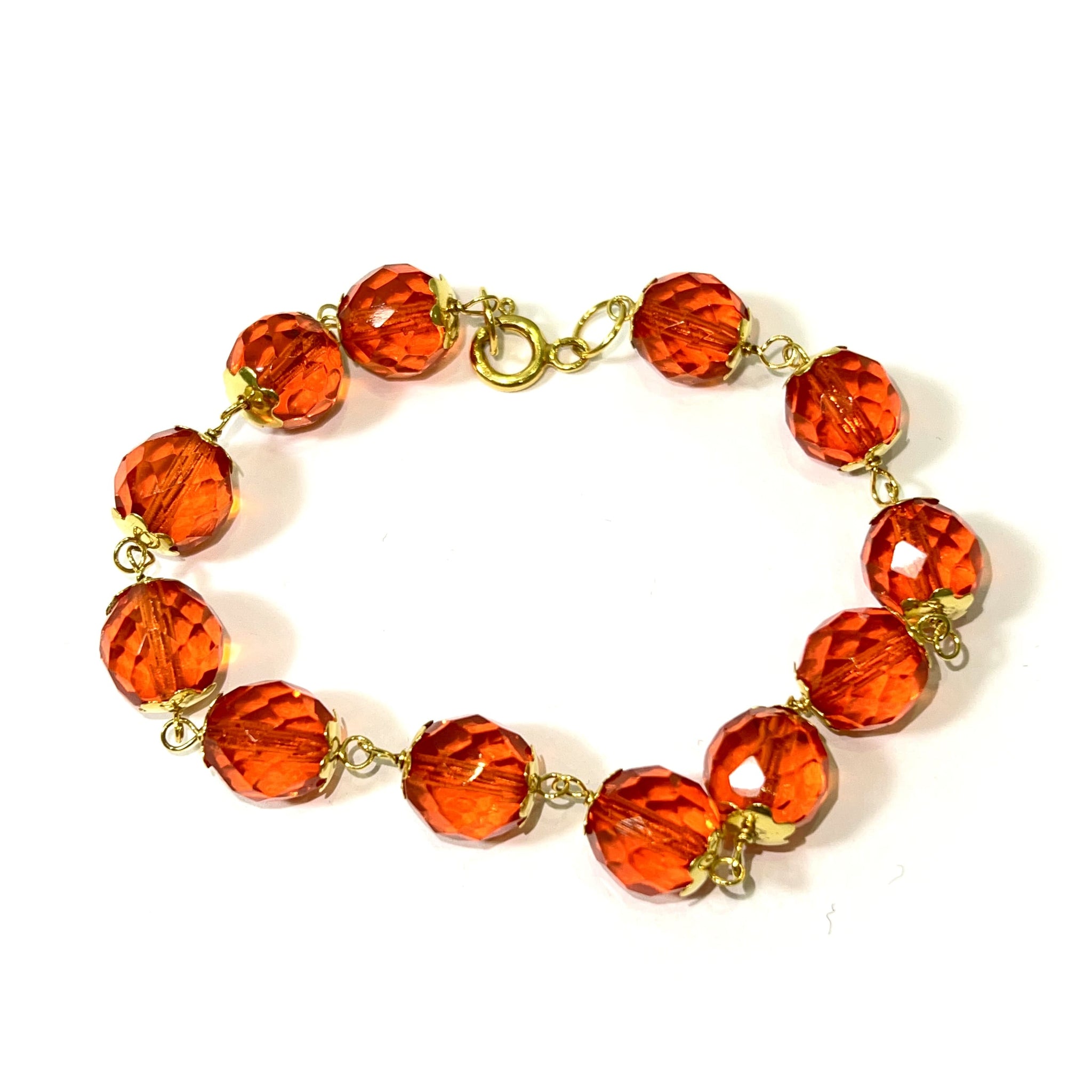 Beaded Bracelet Orange - 14 Carat Gold - 21cm / 10mm - 312