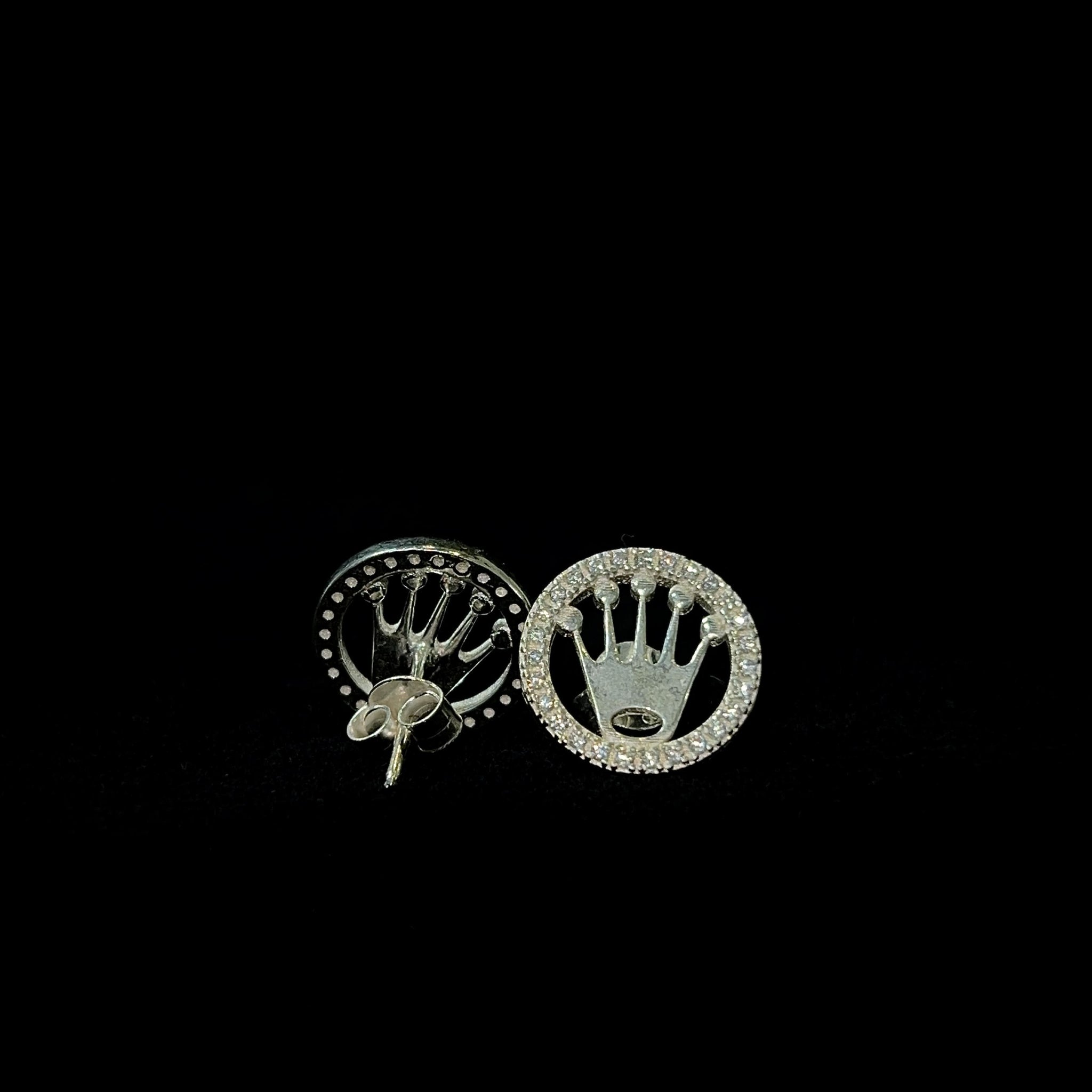 Round Crown Earrings - Silver 925 - 330
