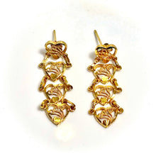 Golden Cascade Hearts Earring - 14 carat gold EARV2