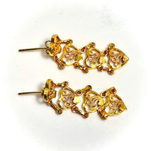 Golden Cascade Hearts Earring - 14 carat gold EARV2