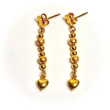Golden Heart Drops Earring - 14 carat gold EARV2