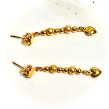 Golden Heart Drops Earring - 14 carat gold EARV2