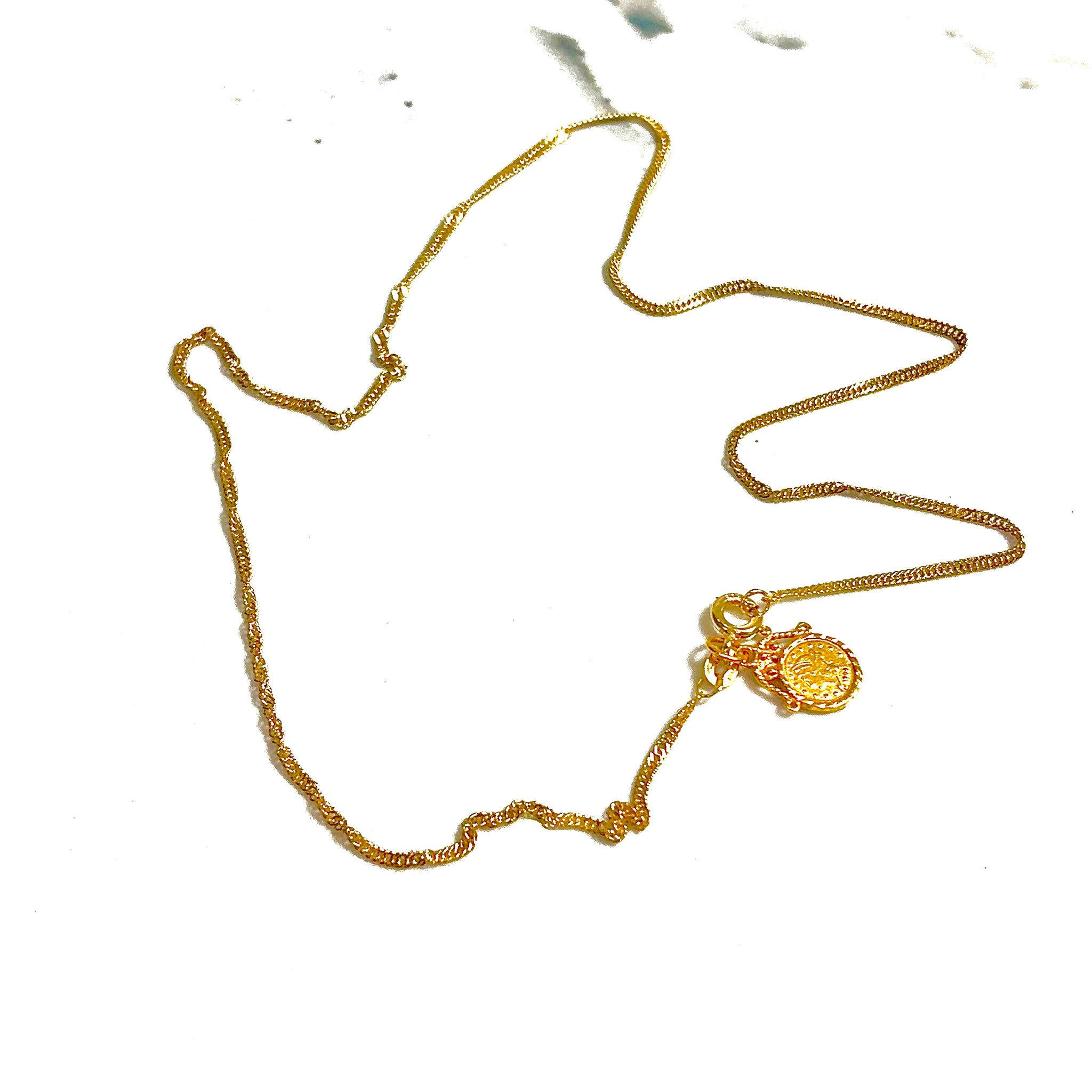 Singapore Rope Chain + Coin - 14 carat gold - 40cm/1,5mm CHV2