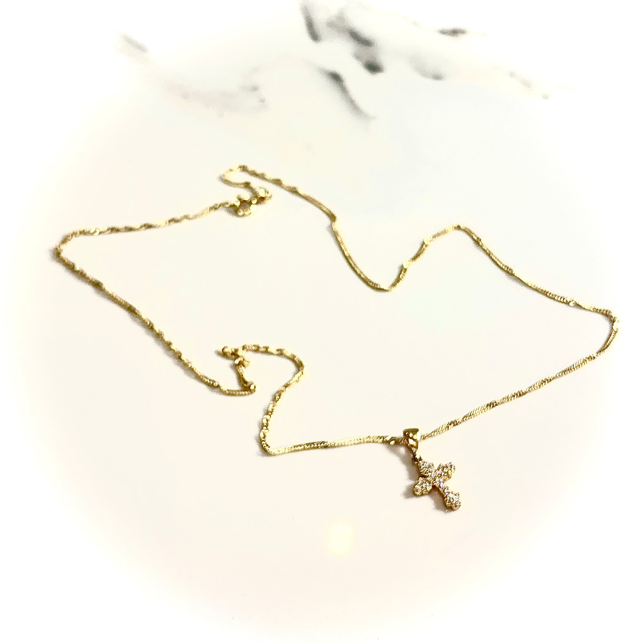 Singapore Rope Chain + Cross - 14 carat gold - 40cm/1,4mm CHV2