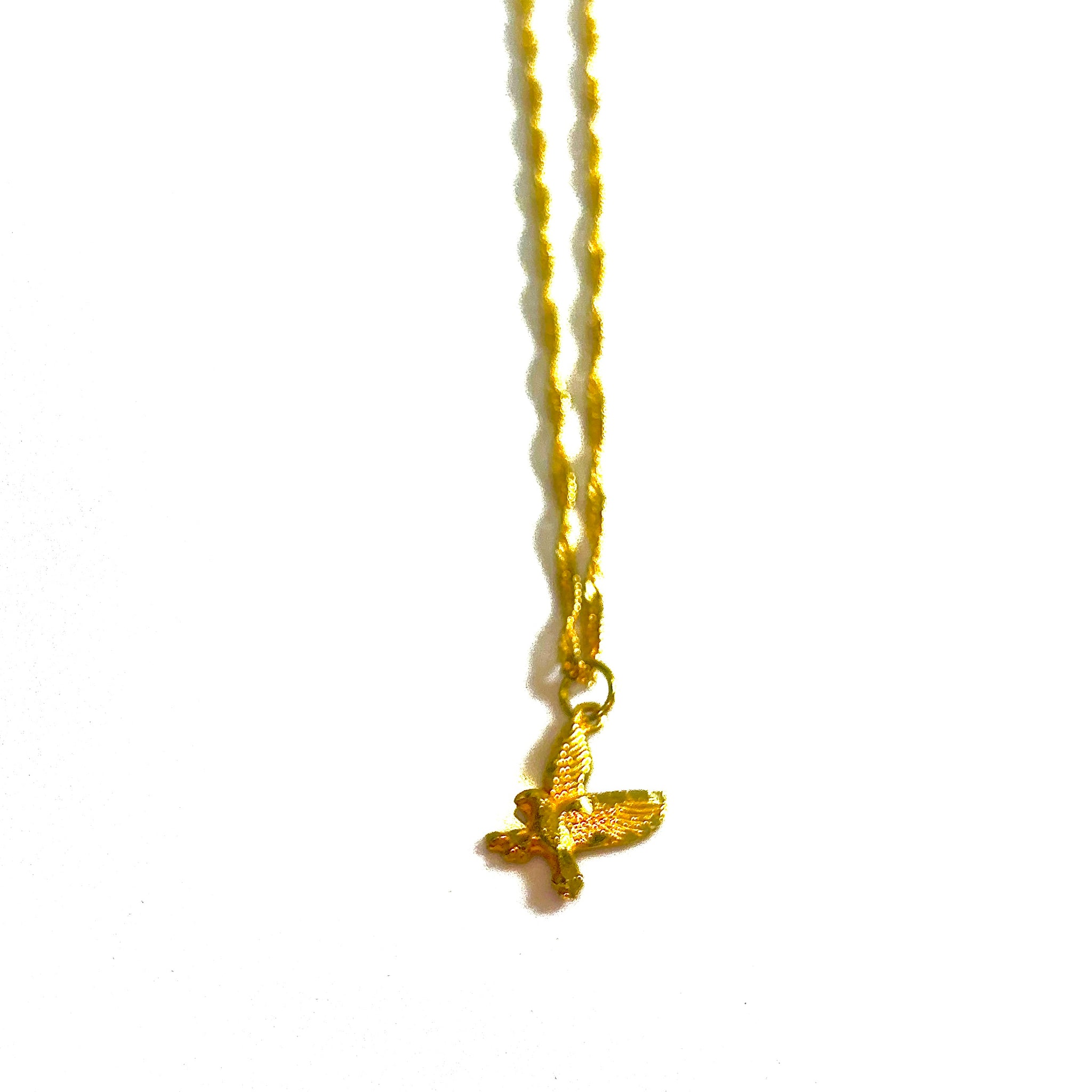 Singapore Rope chain + Eagle - 14 carat gold - 45cm/1,4mm CHV2