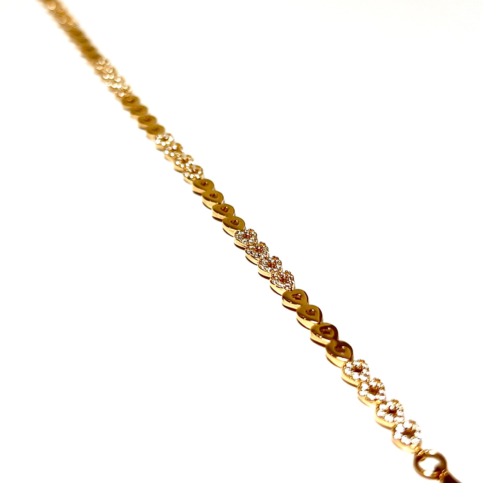Heart Bracelet - 14 Carat Gold - 19cm / 4mm- 430