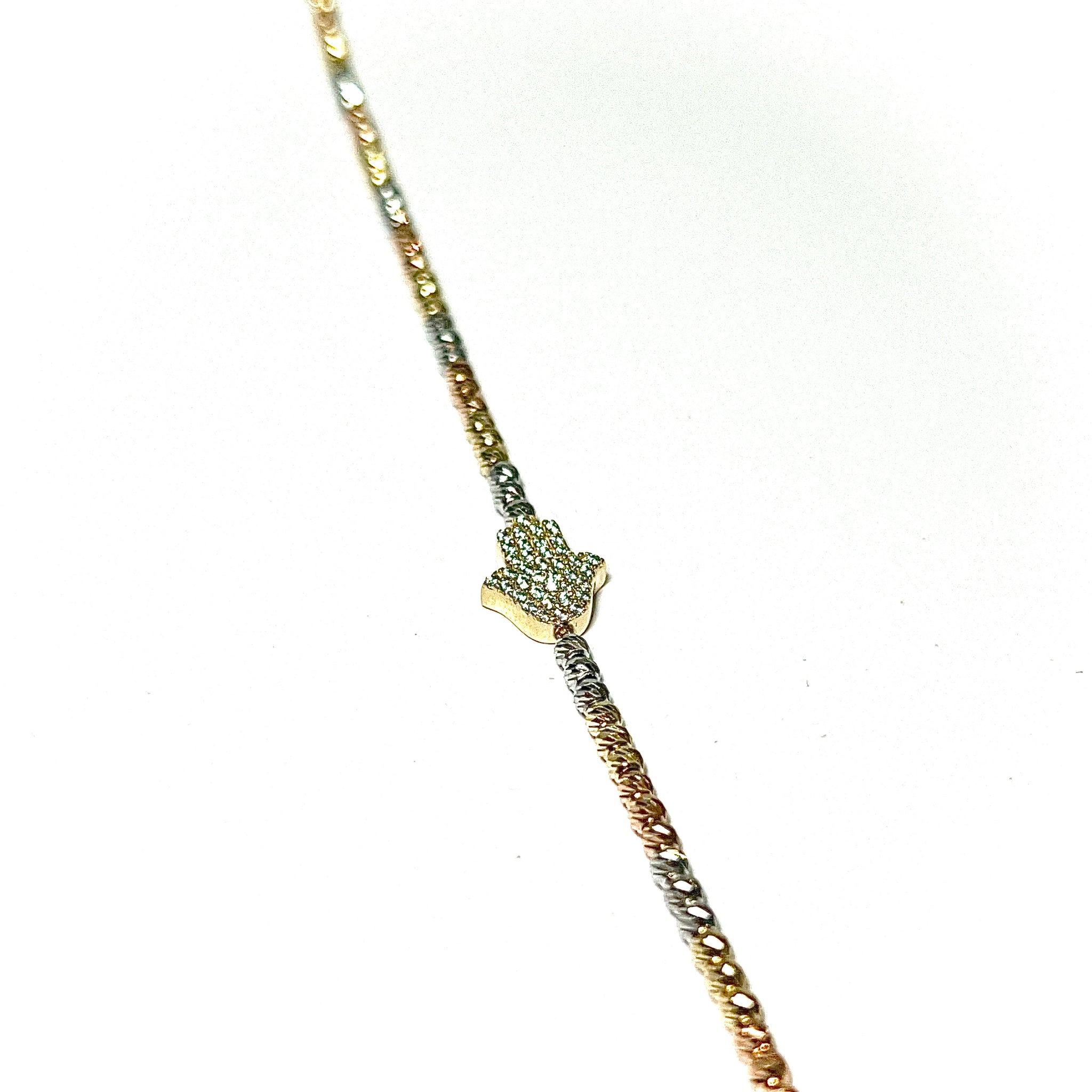 Tricolor Mooncut Bracelet - 14 Carat Gold - 20cm / 2,5mm- 429