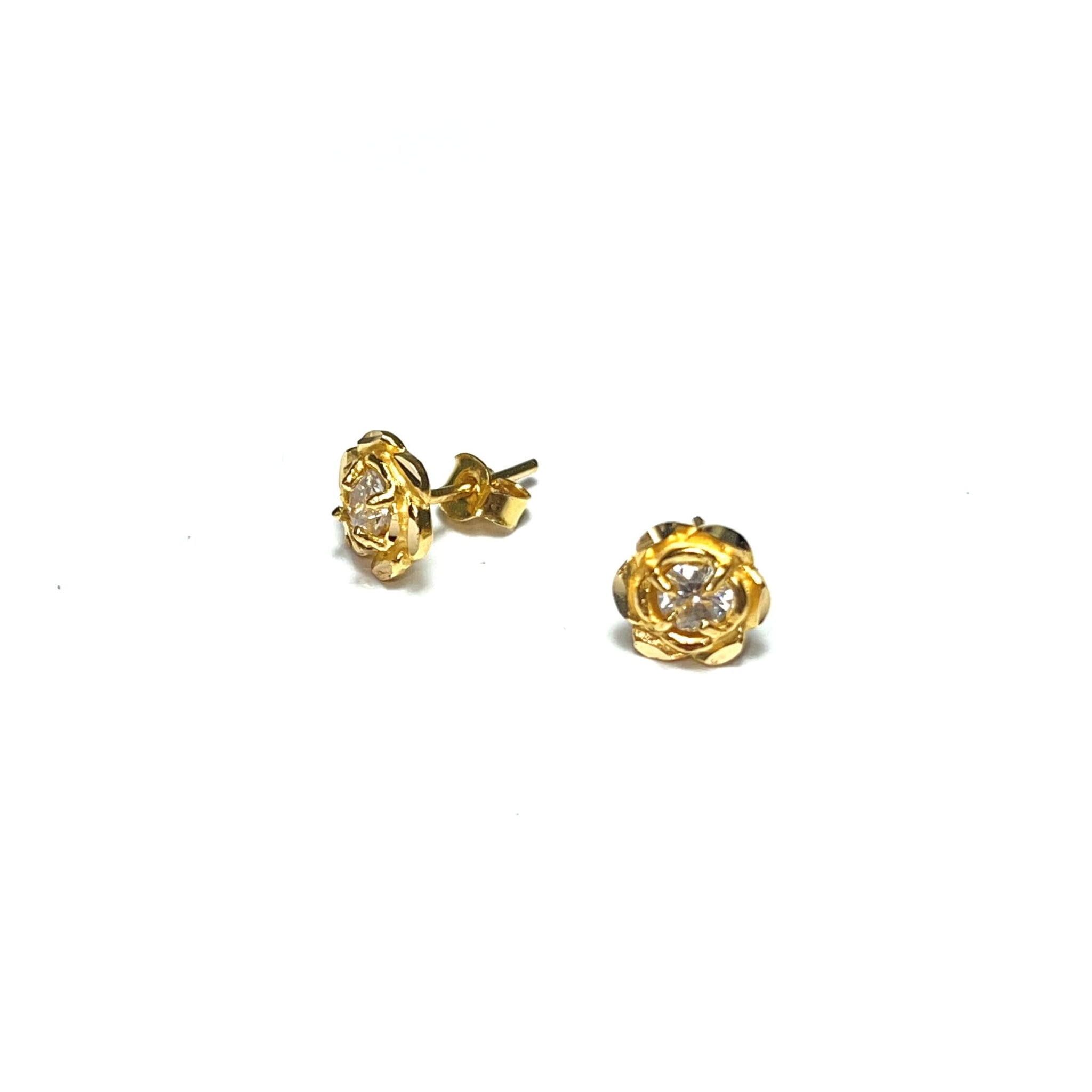 Rose Earrings - 22 Carat Gold - 456