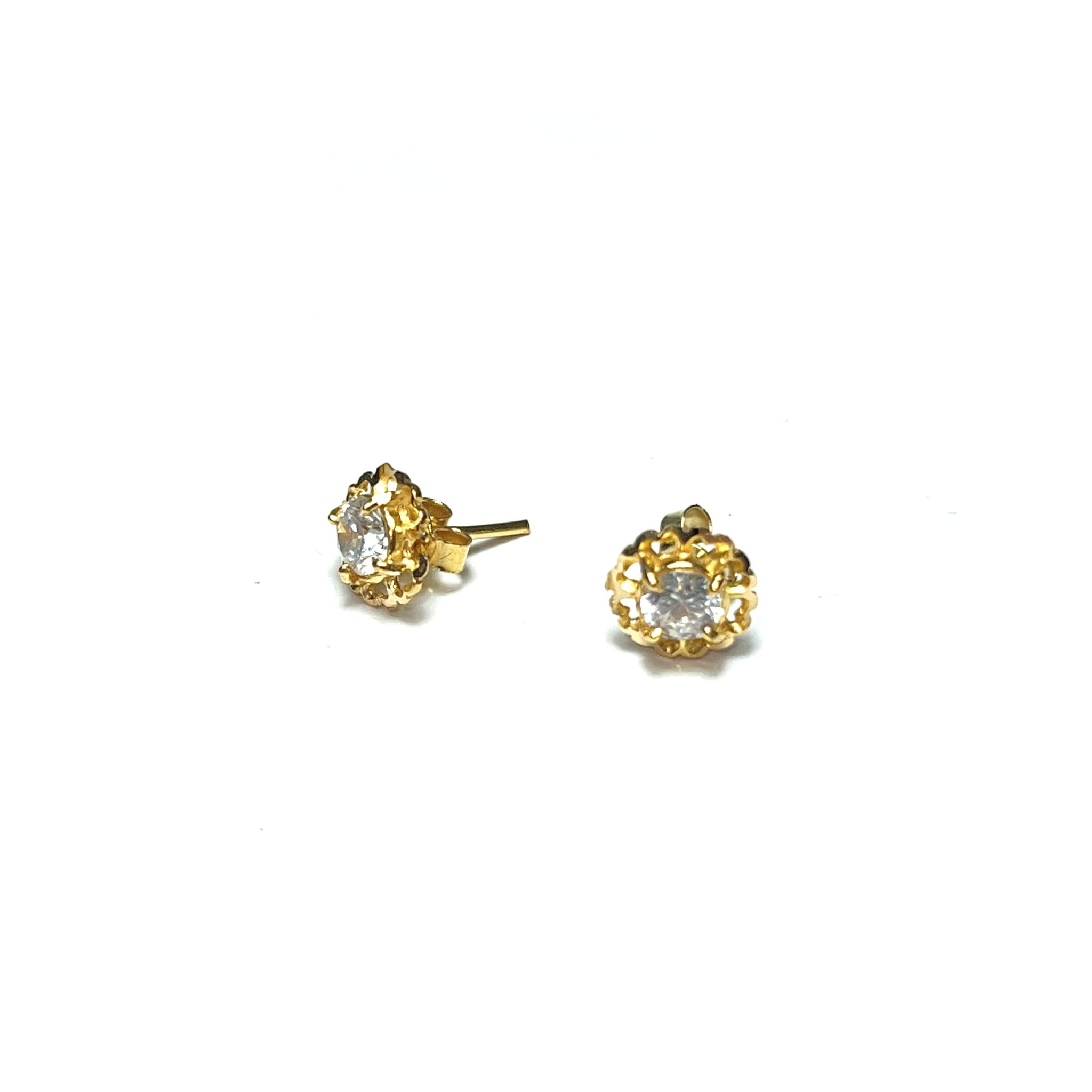 Rose Earrings - 22 Carat Gold - 457