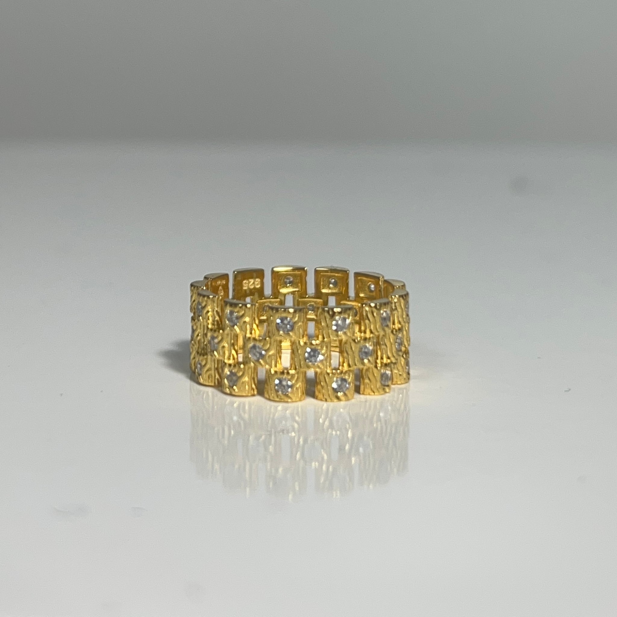 Icy Rolex Link (schakel) Ring - Zirkonia - Silver 925 gold plated - 270