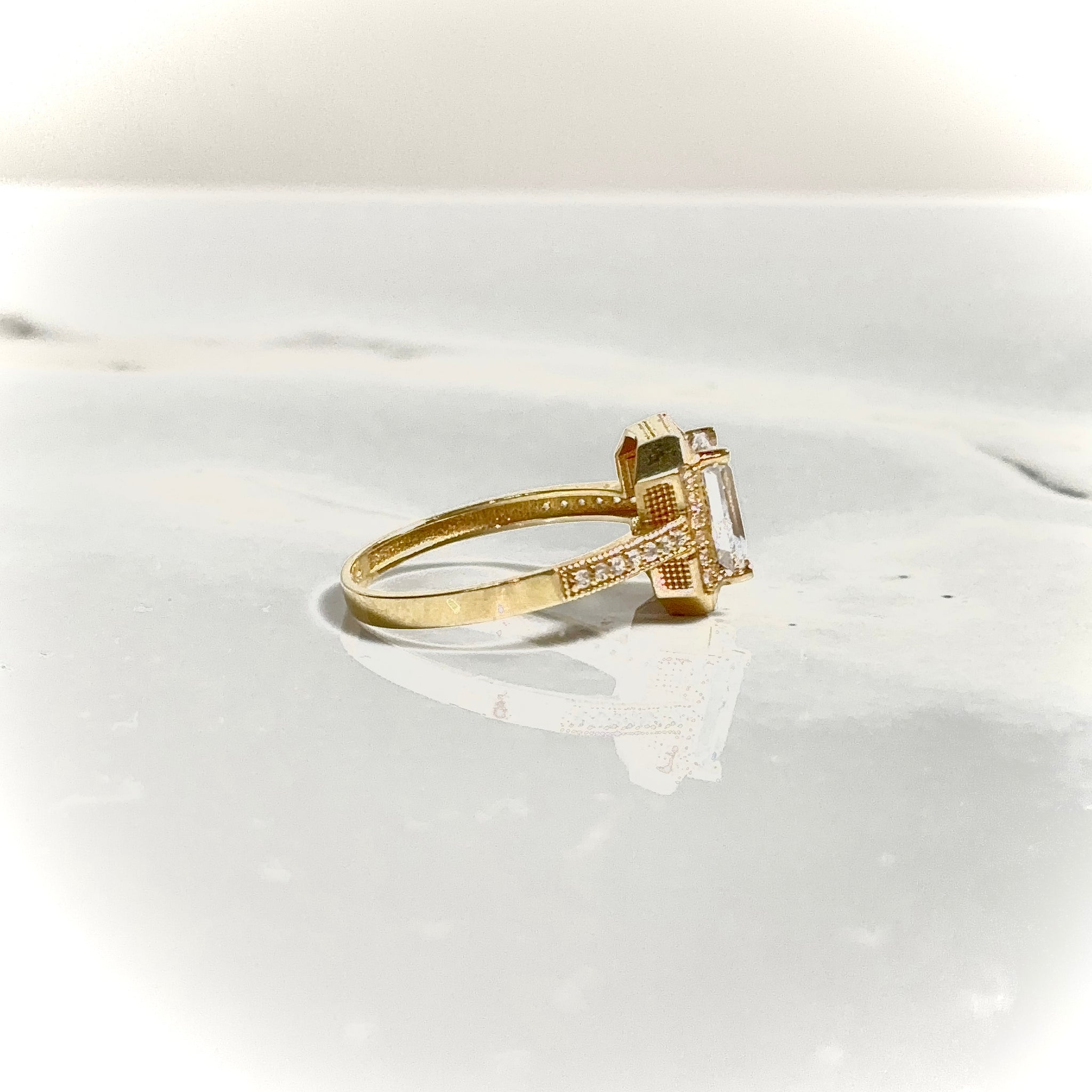 Golden Radiance Emerald-Cut Ring - 14 carat gold