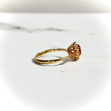 Red Emerald Ring - 14 carat gold