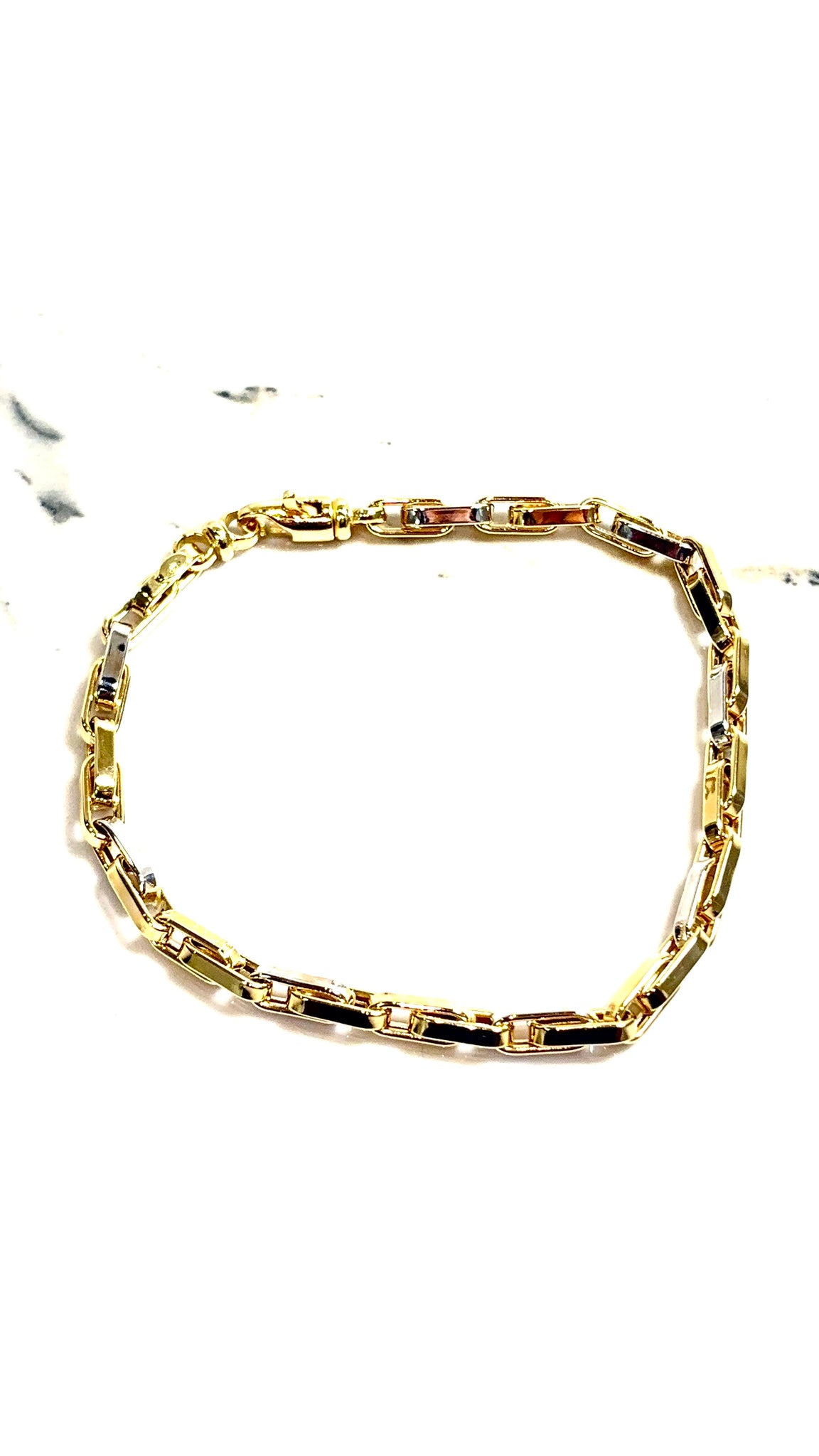 Bar Link Bracelet - 22cm/4,4mm - 14 Carat Gold