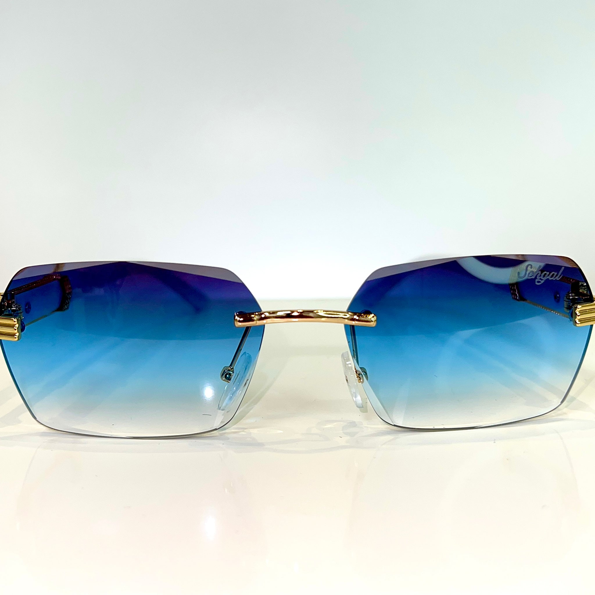 Marblecut Glasses - 14 carat gold plated - Blue Shade