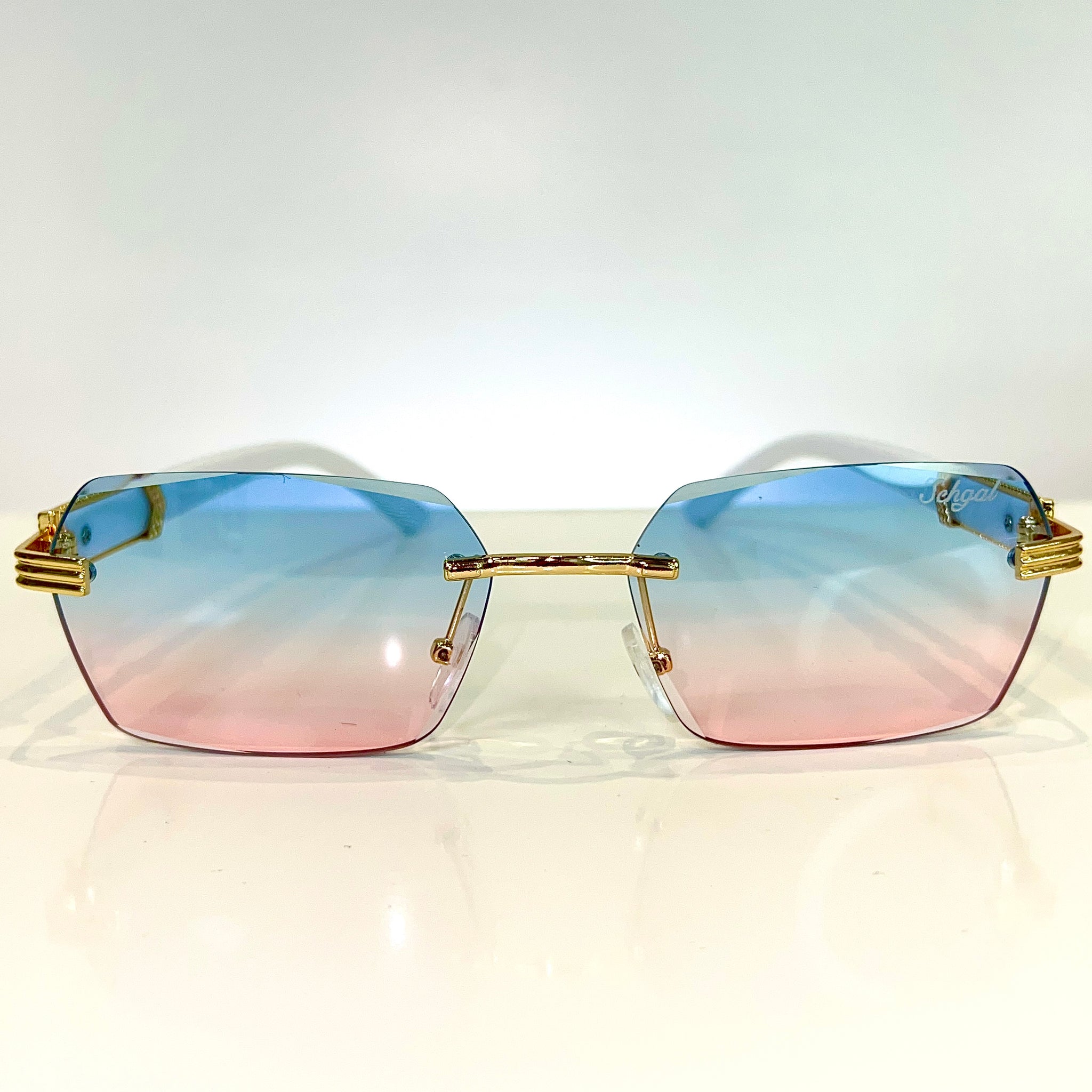 Marblecut Glasses - 14 carat gold plated -  Pink / Blue Shade