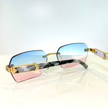 Marblecut Glasses - gold plated -  Pink / Blue Shade