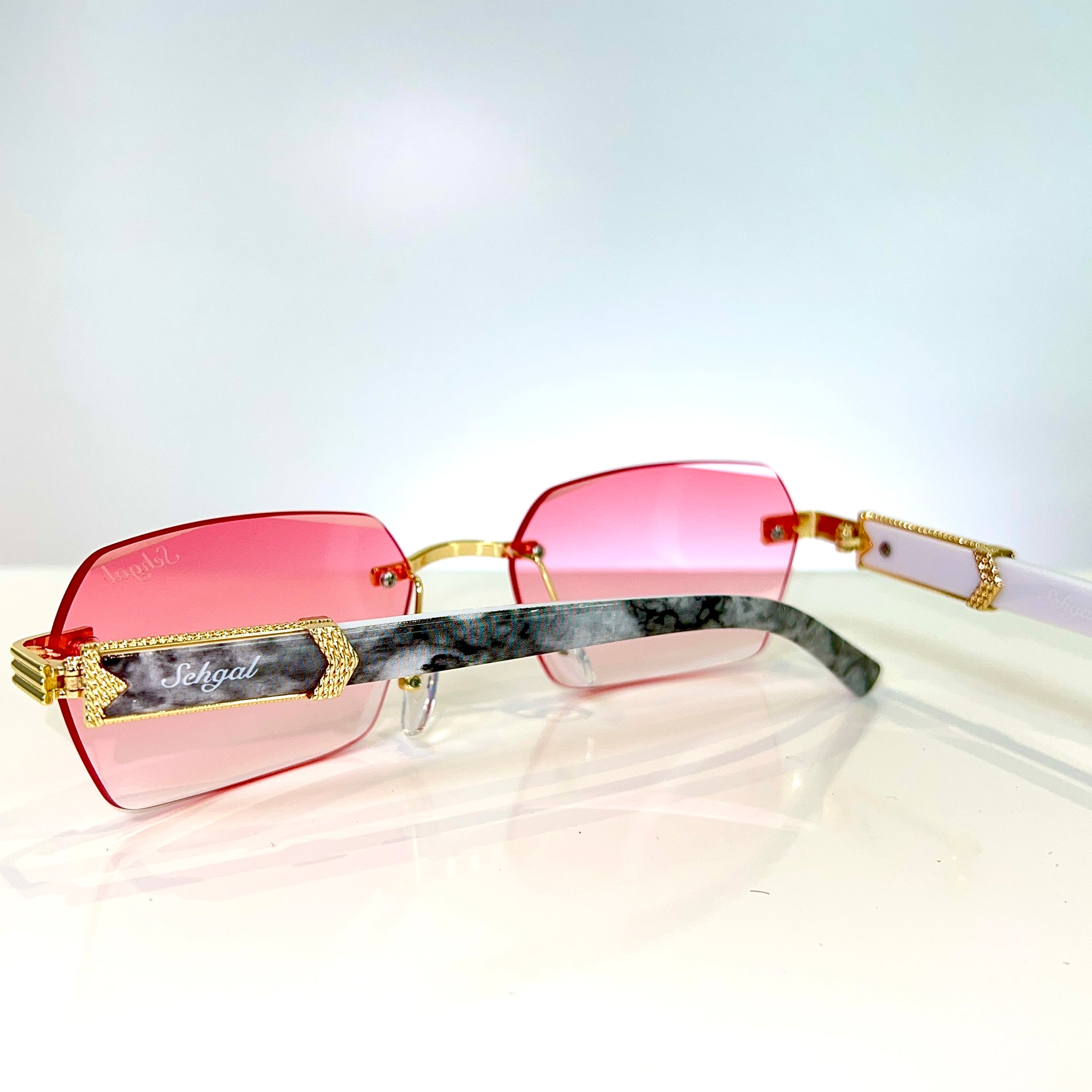 Marblecut Glasses - 14 carat gold plated -  Pink Shade