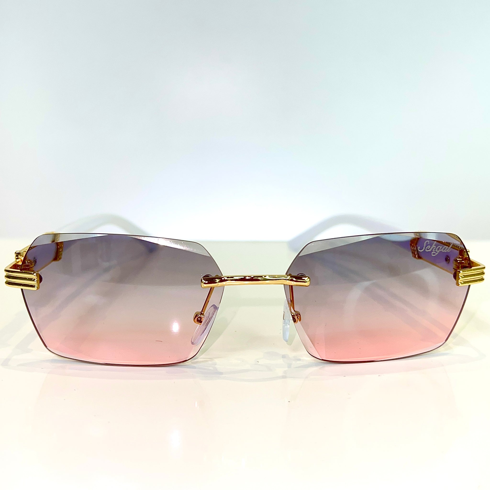 Marblecut Glasses - 14 carat gold plated -  Pink / Grey Shade