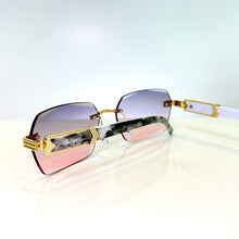 Marblecut Glasses - gold plated -  Pink / Grey Shade