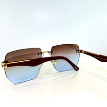 Dubai Glasses - gold plated -  Brown / Blue Shade