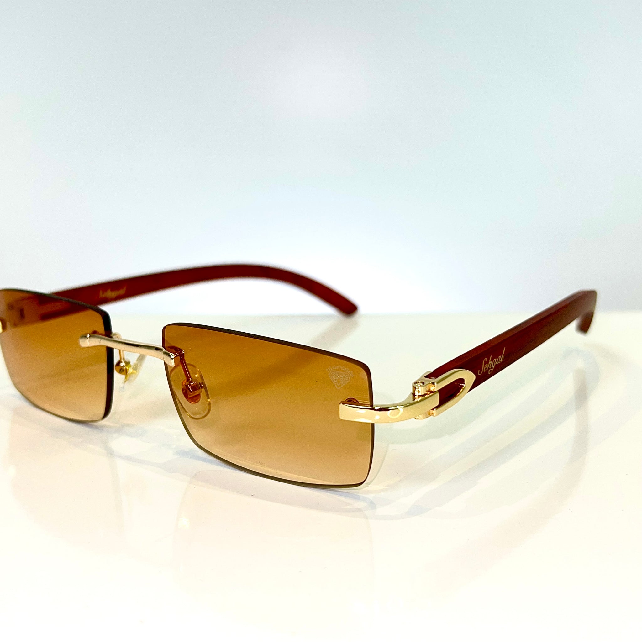 Guerrero Glasses - 14 carat gold plated -  Brown Shade