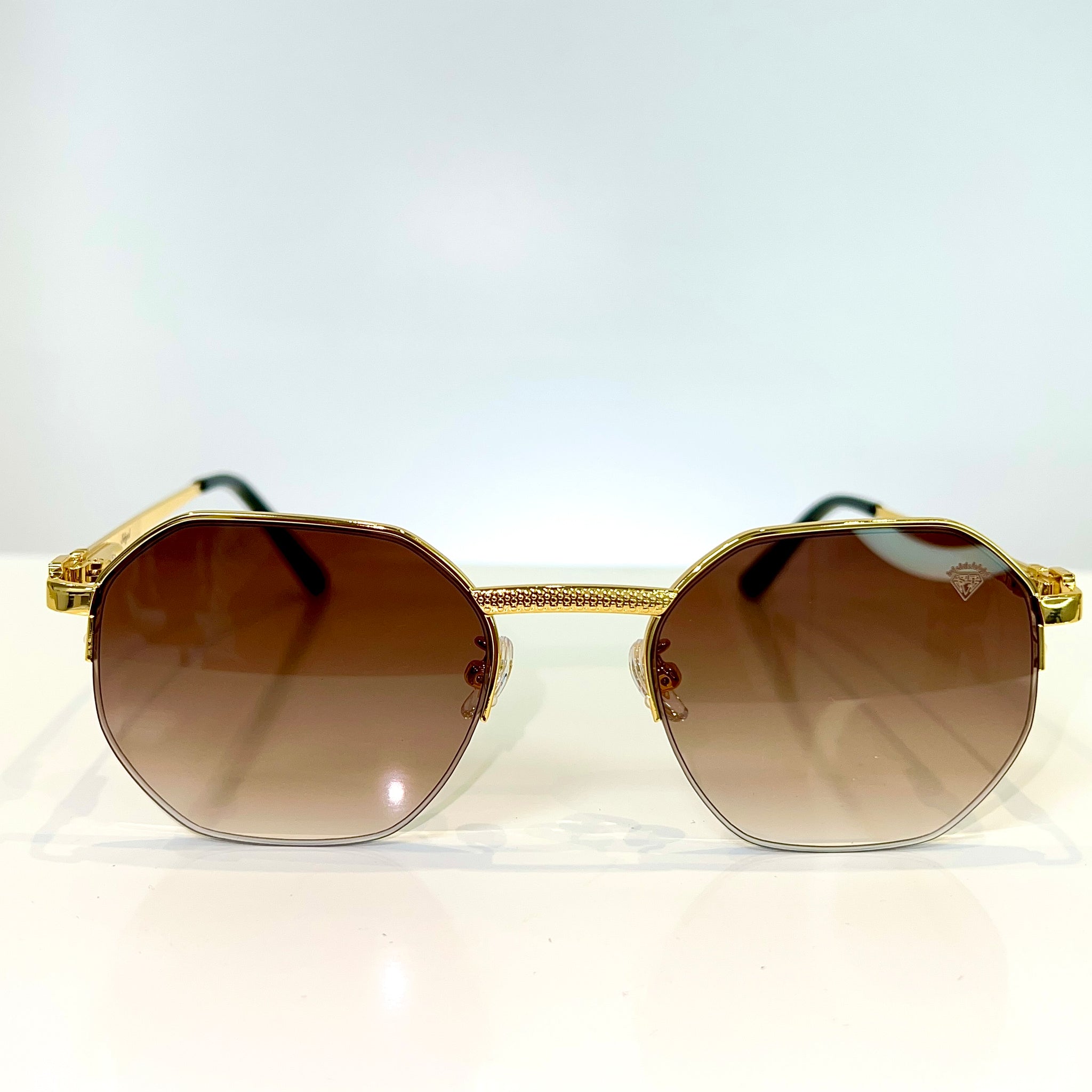 Los Angeles Glasses - 14 carat gold plated -  Brown Shade