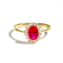 Red Emerald Ring - 14 carat gold