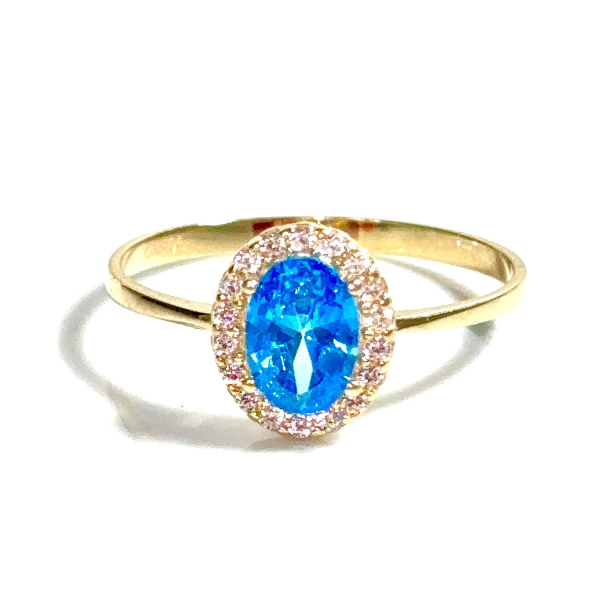 Blue Emerald Ring - 14 carat gold