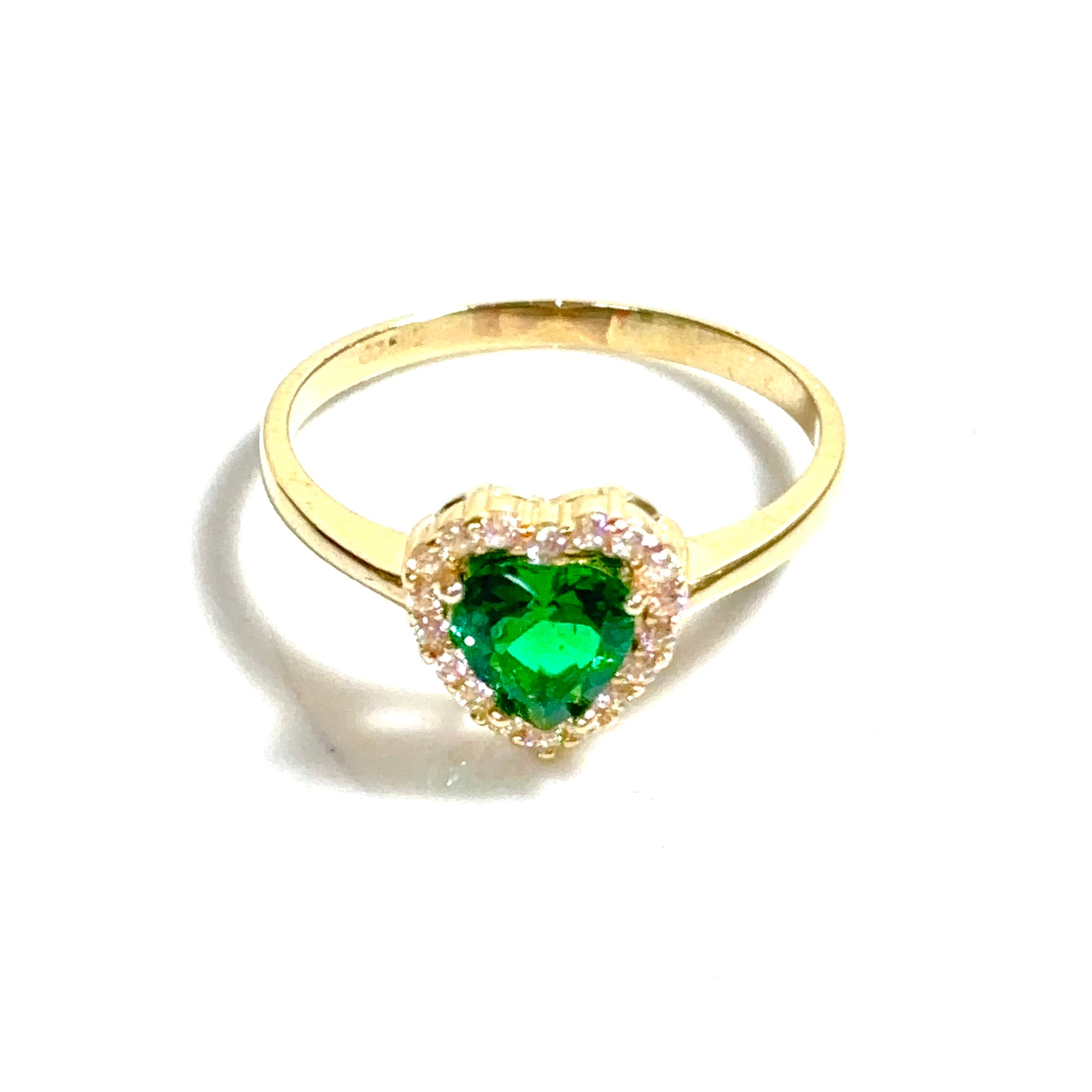 Emerald Heart Ring - 14 carat gold