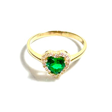 Emerald Heart Ring - 14 carat gold