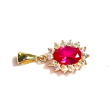 Red Emerald Pendant  - 14 carat gold