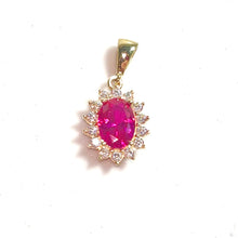 Red Emerald Pendant  - 14 carat gold