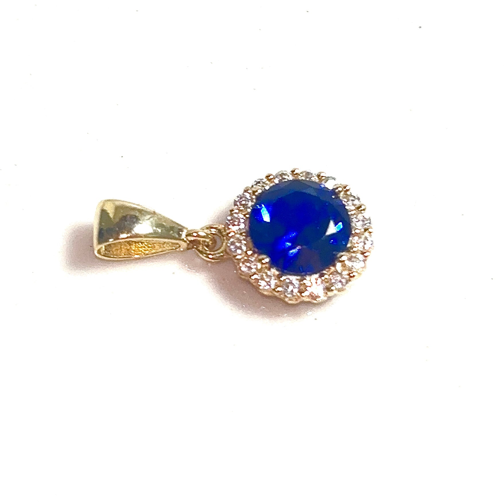 Blue Emerald Pendant - 14 carat gold