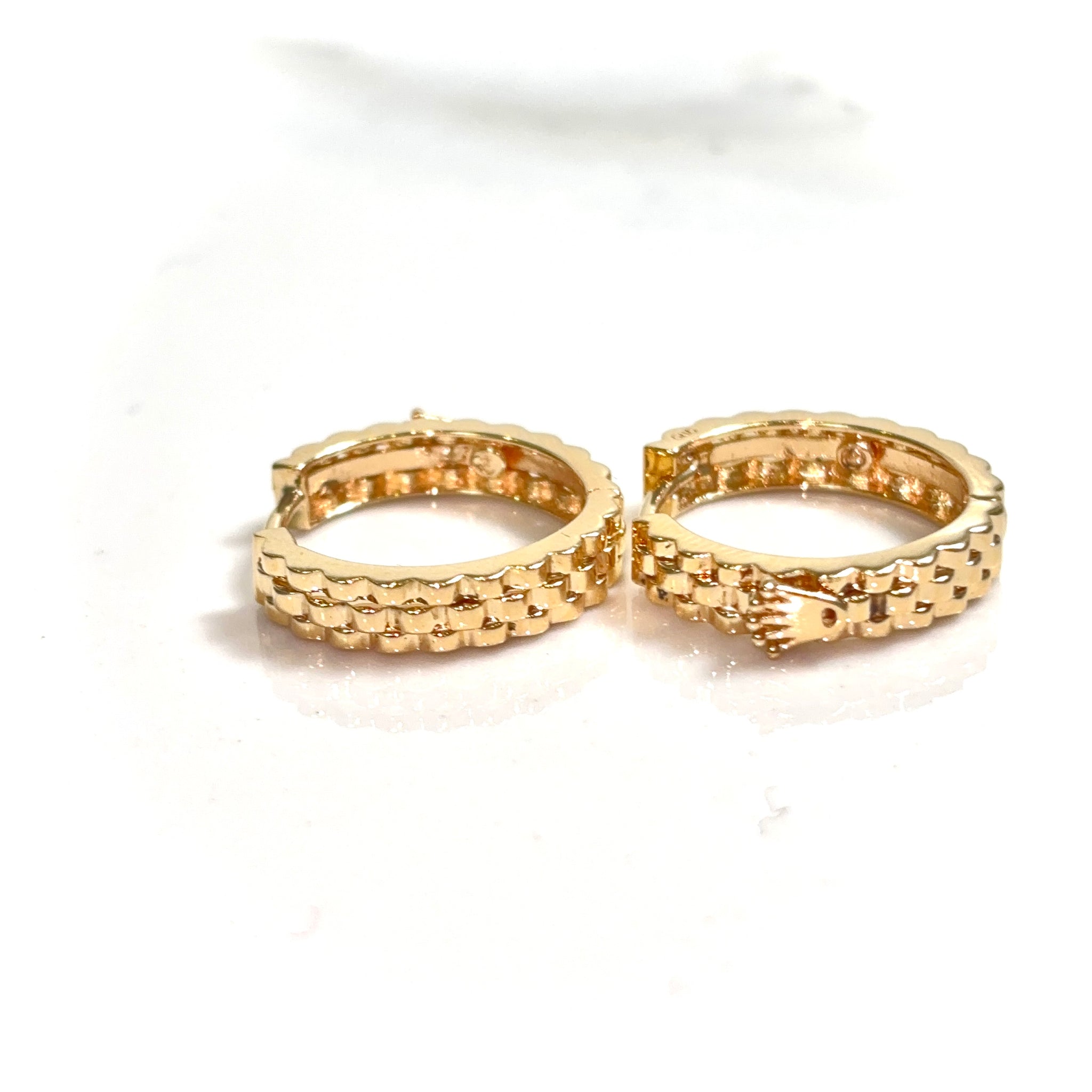 Rolex Link Earrings - 14 carat gold