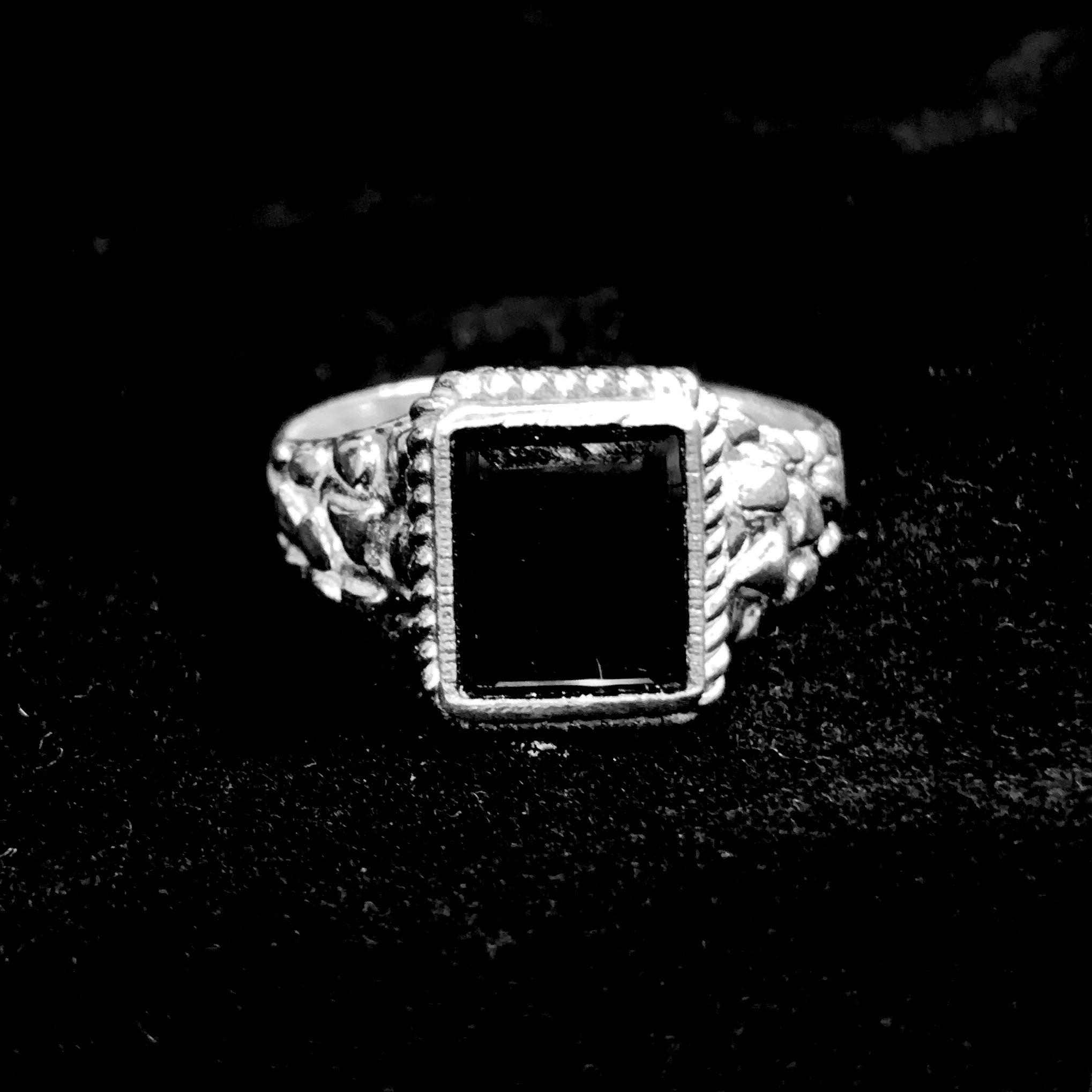 Black Square Ring - Silver 925
