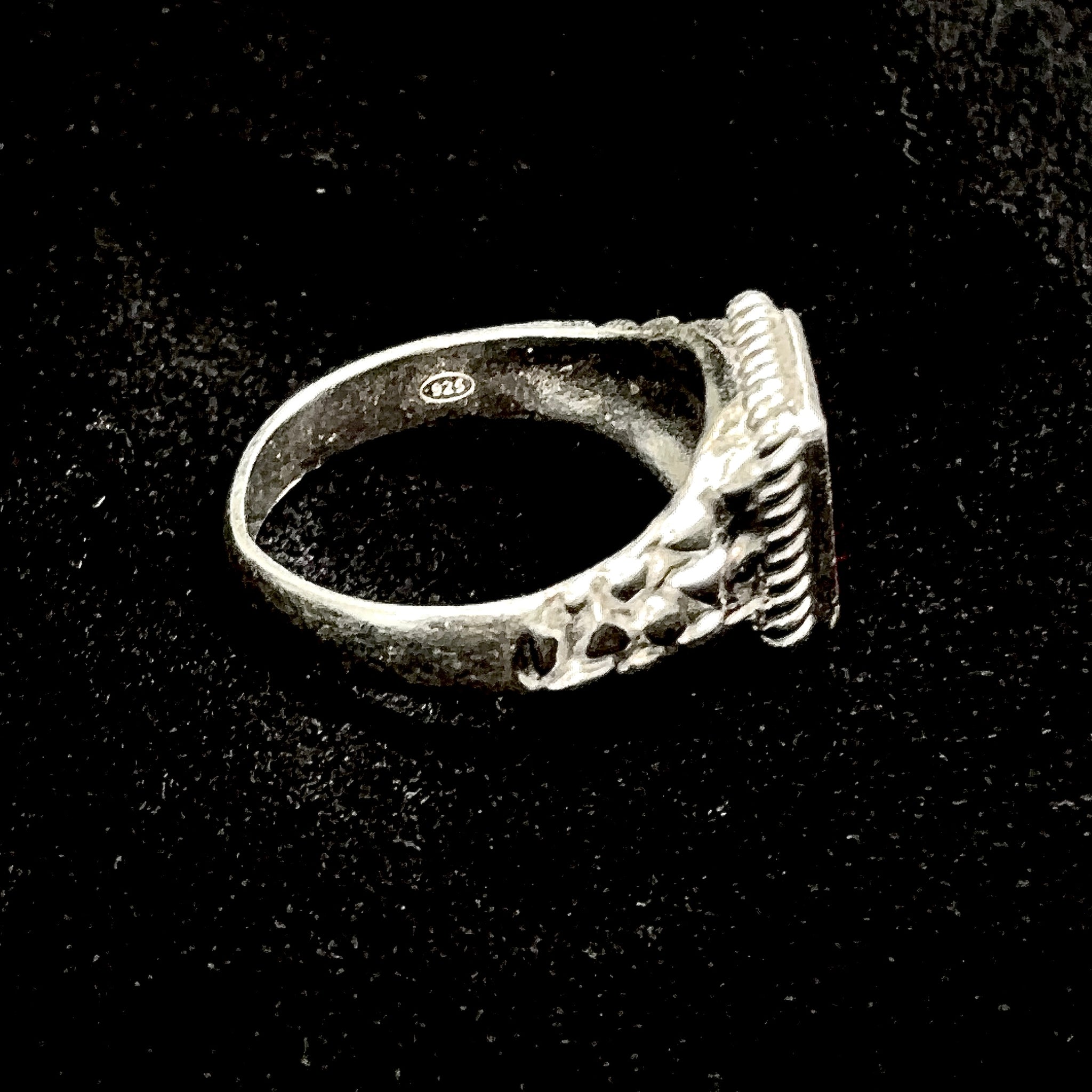 Red Square Ring - Silver 925