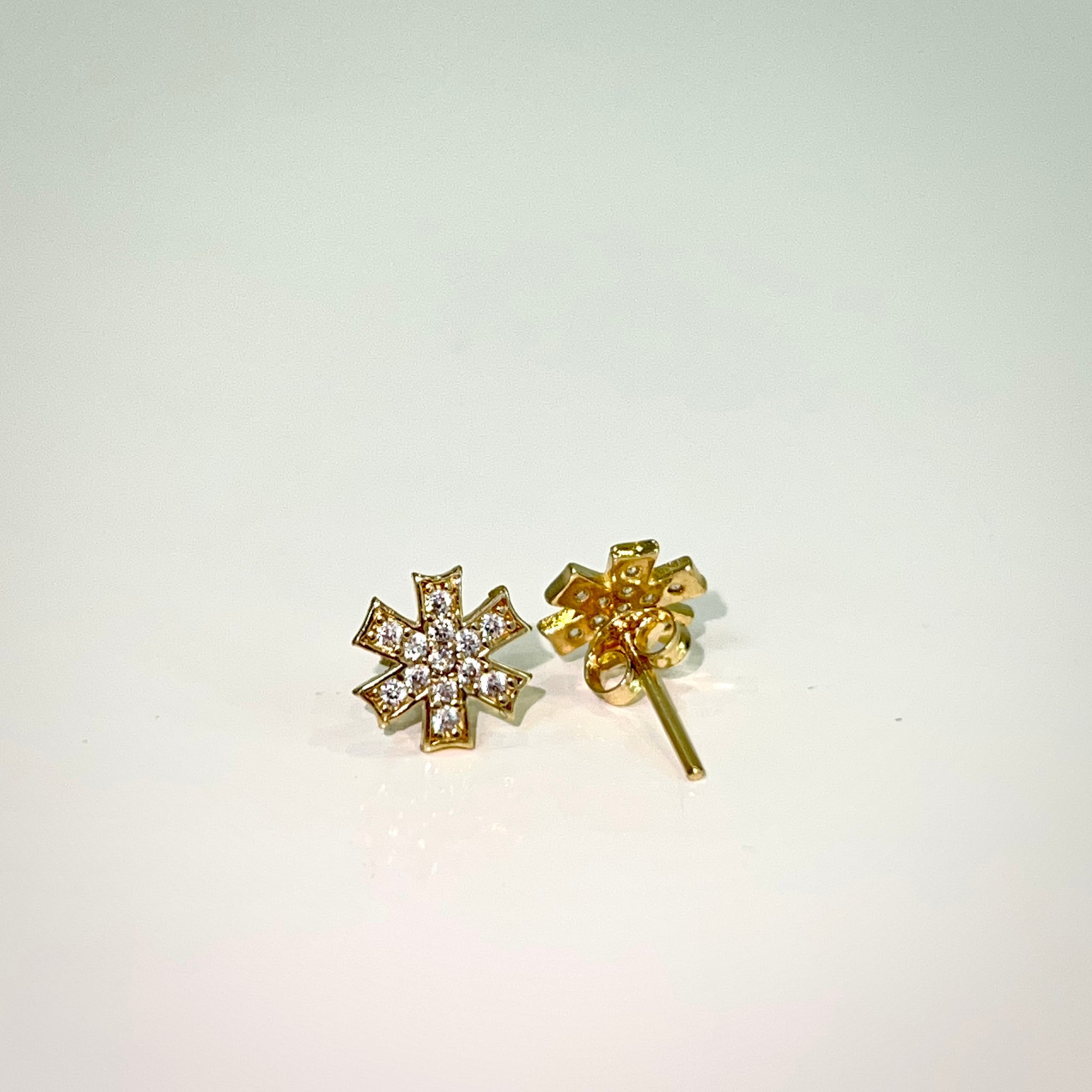 Ice Flake Earrings - 14 carat gold - Cubic Zirkonia Stones