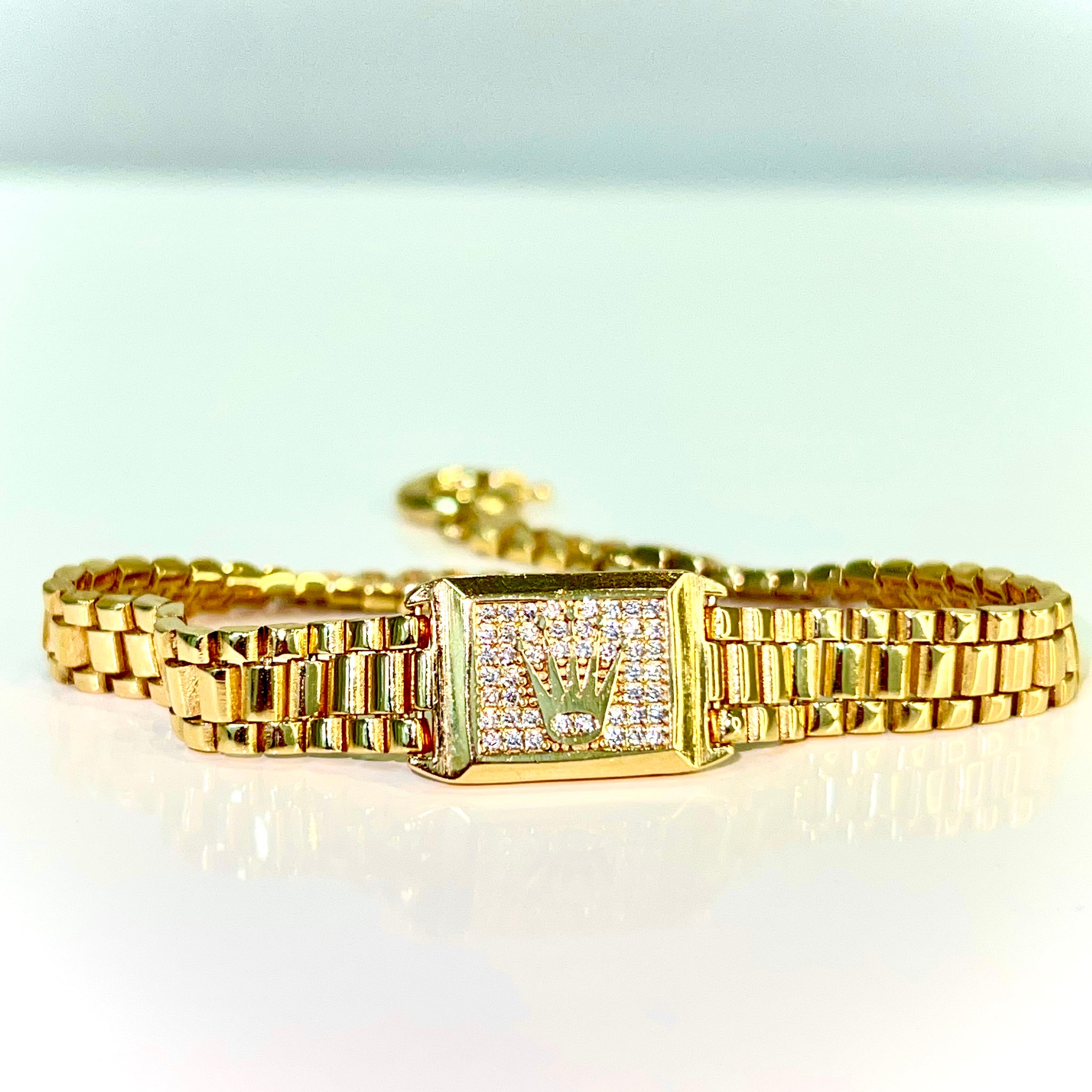 Crown Bracelet - 14 carat gold - 21cm / 12mm