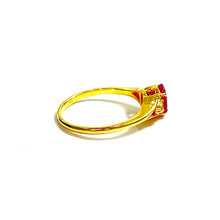 Red Emerald Ring - 14 carat gold
