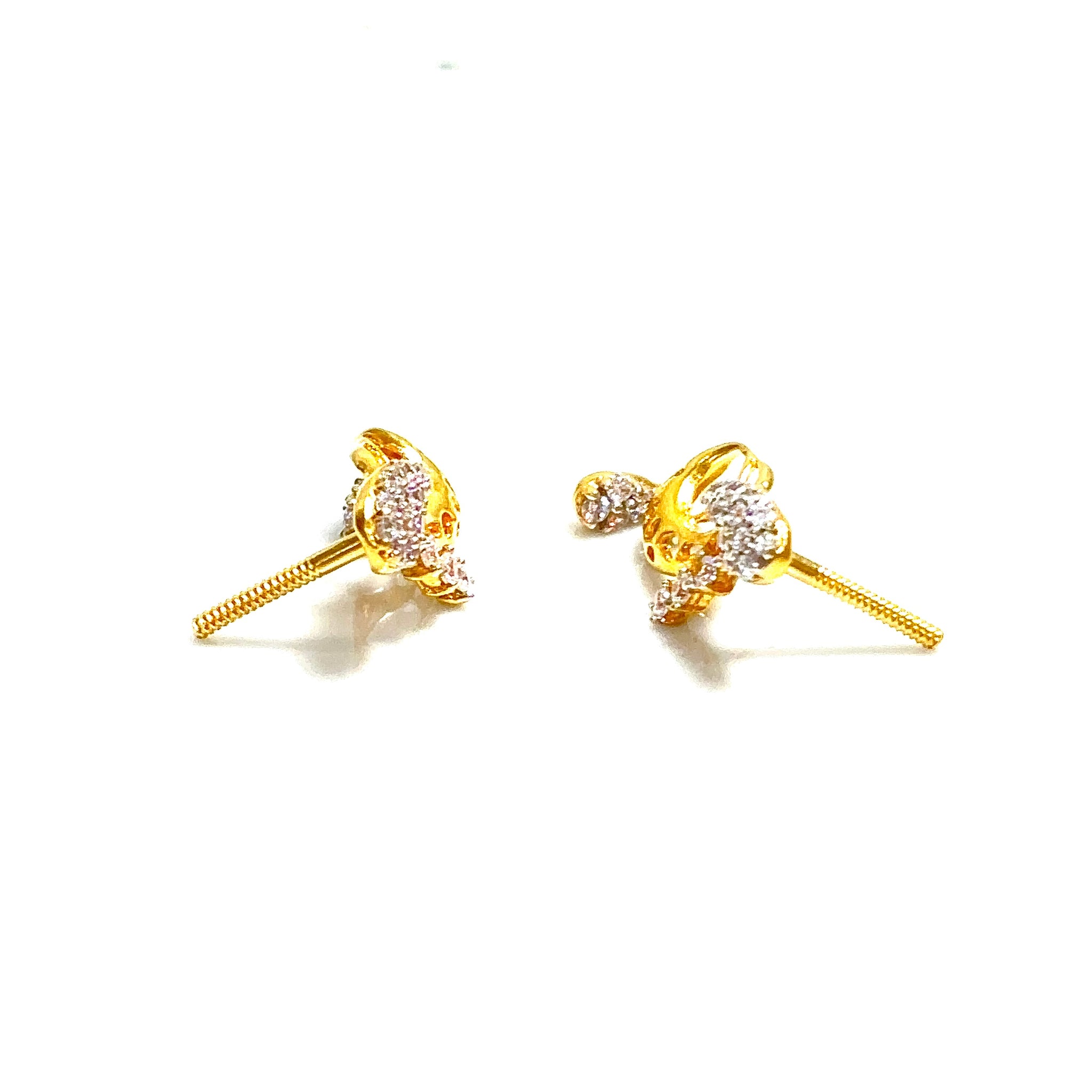 Elegant Stone Cluster Earrings - 22 carat gold
