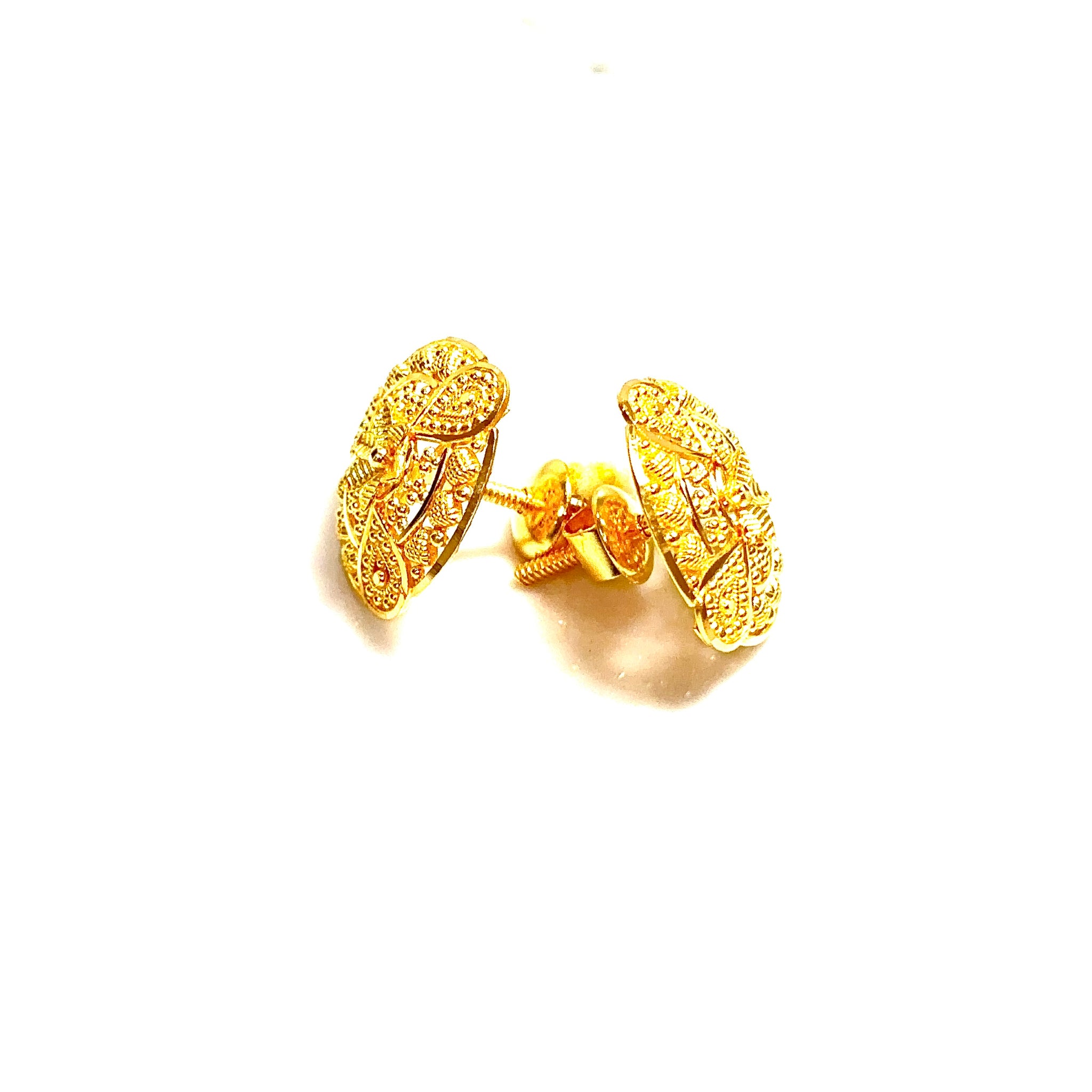 Flower Drops Earrings - 22 carat gold